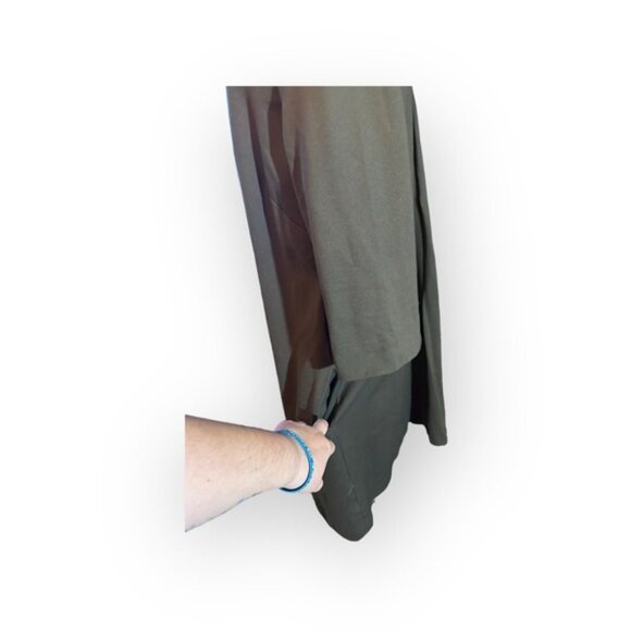 Women’s 2x reitmans Deep Green Grey Shift Dress with Pockets 3/4 Slit Sleeves - Picture 4 of 9